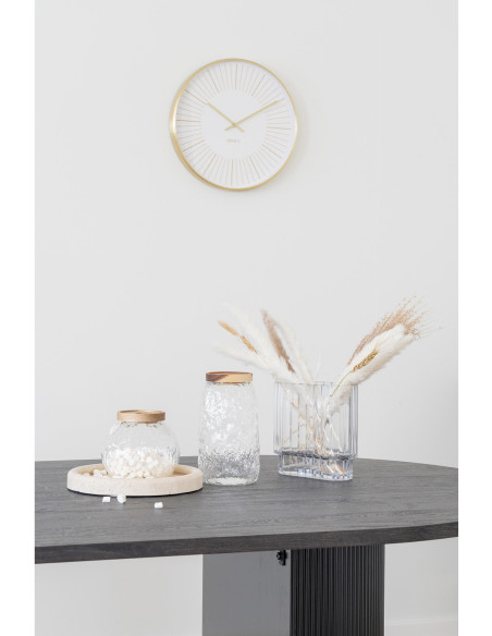 Horloge murale moderne silencieuse Ronde 40 cm Métal Doré Blanc Verre Takamaka 