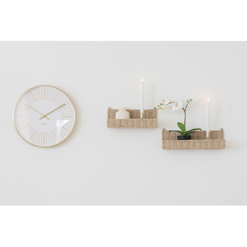 Horloge murale moderne silencieuse Ronde 40 cm Métal Doré Blanc Verre Takamaka 