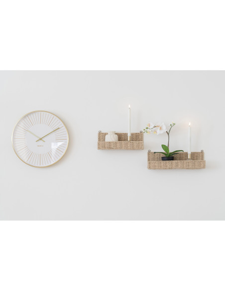 Horloge murale moderne silencieuse Ronde 40 cm Métal Doré Blanc Verre Takamaka 