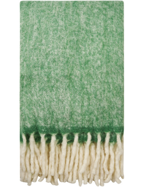 Plaid douceur chaud 130x170 Laine Acrylique Nylon Vert Beige Avec frange Carmel 