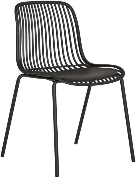 Chaise de jardin moderne empilable Métal Polypropylène Noir Branson (Lot de 4) 