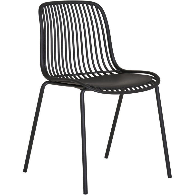 Chaise de jardin moderne empilable Métal Polypropylène Noir Branson (Lot de 4) 