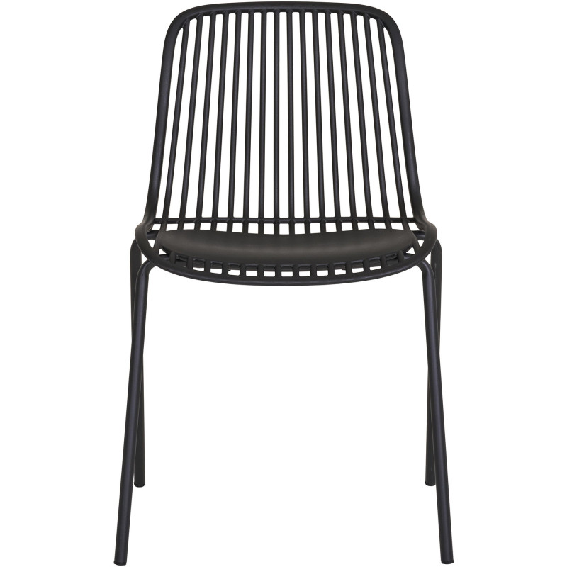 Chaise de jardin moderne empilable Métal Polypropylène Noir Branson (Lot de 4) 