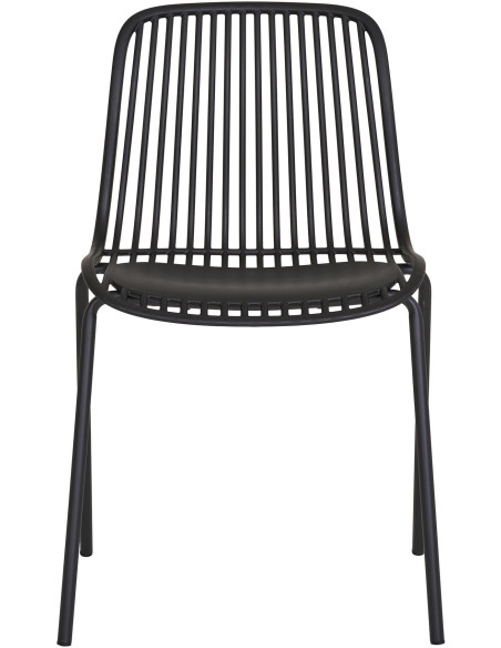 Chaise de jardin moderne empilable Métal Polypropylène Noir Branson (Lot de 4) 