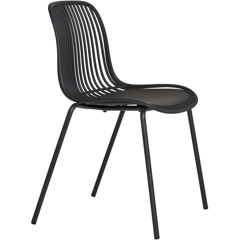 Chaise de jardin moderne empilable Métal Polypropylène Noir Branson (Lot de 4) 