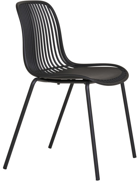 Chaise de jardin moderne empilable Métal Polypropylène Noir Branson (Lot de 4) 