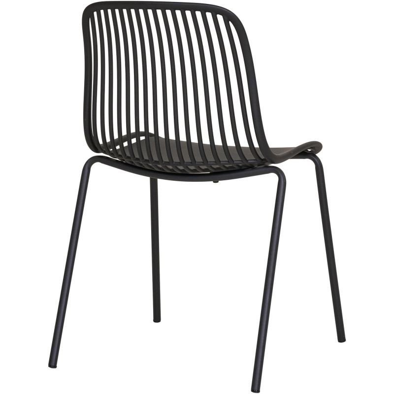 Chaise de jardin moderne empilable Métal Polypropylène Noir Branson (Lot de 4) 