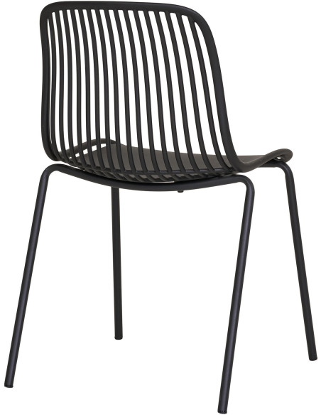 Chaise de jardin moderne empilable Métal Polypropylène Noir Branson (Lot de 4) 