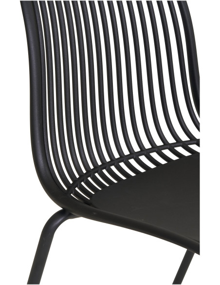 Chaise de jardin moderne empilable Métal Polypropylène Noir Branson (Lot de 4) 