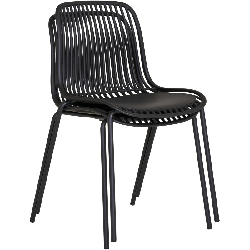 Chaise de jardin moderne empilable Métal Polypropylène Noir Branson (Lot de 4) 
