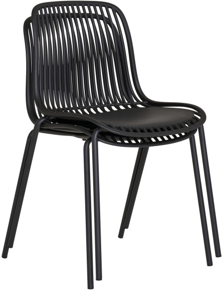 Chaise de jardin moderne empilable Métal Polypropylène Noir Branson (Lot de 4) 