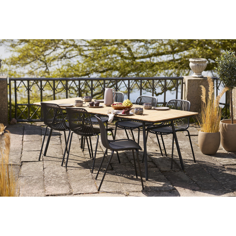 Chaise de jardin moderne empilable Métal Polypropylène Noir Branson (Lot de 4) 