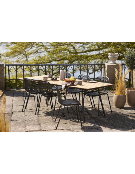 Chaise de jardin moderne empilable Métal Polypropylène Noir Branson (Lot de 4) 