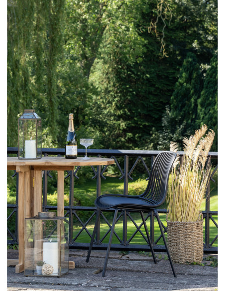 Chaise de jardin moderne empilable Métal Polypropylène Noir Branson (Lot de 4) 