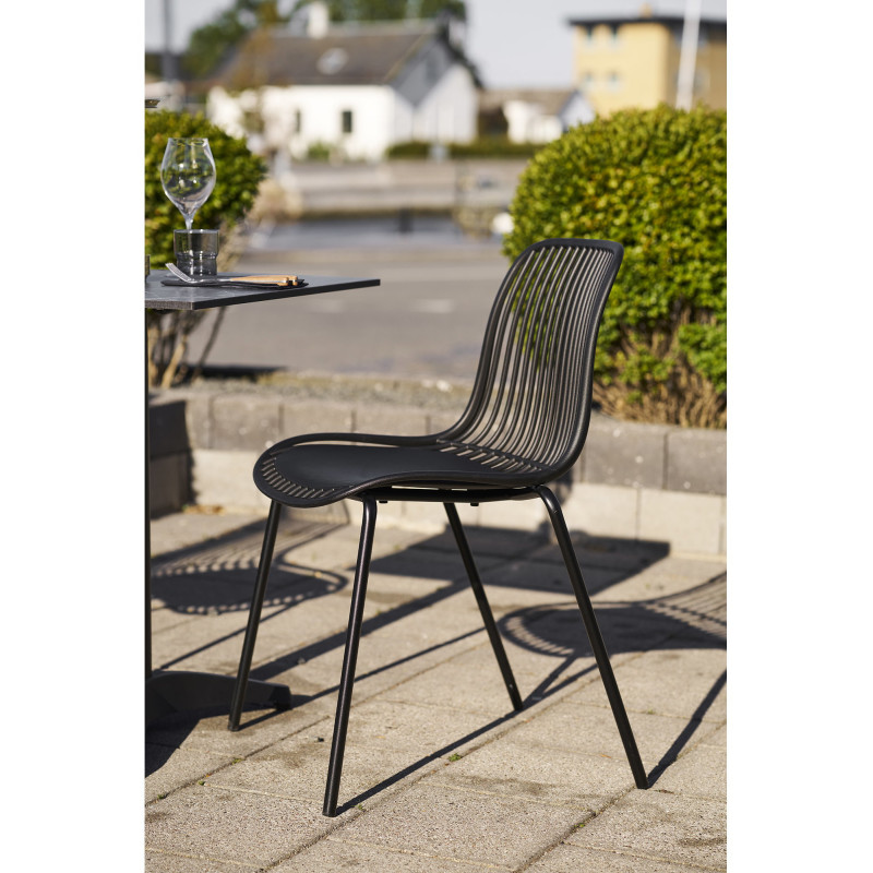 Chaise de jardin moderne empilable Métal Polypropylène Noir Branson (Lot de 4) 