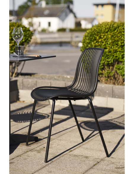 Chaise de jardin moderne empilable Métal Polypropylène Noir Branson (Lot de 4) 