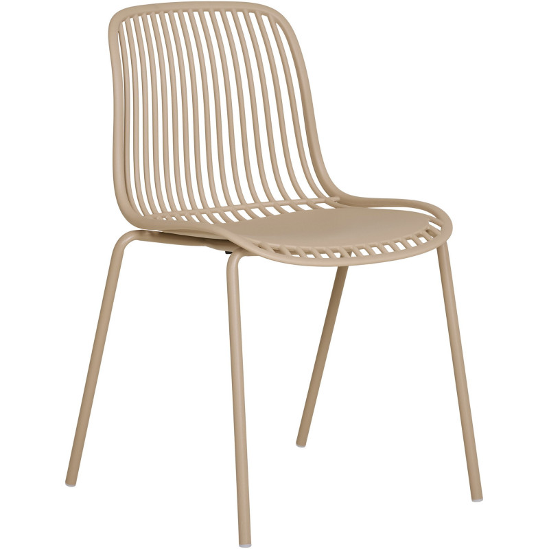 Chaise de jardin moderne empilable Métal Polypropylène Sable Branson (Lot de 4) 
