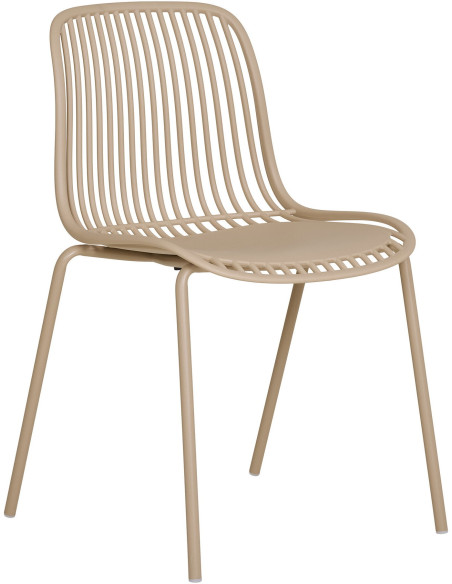 Chaise de jardin moderne empilable Métal Polypropylène Sable Branson (Lot de 4) 