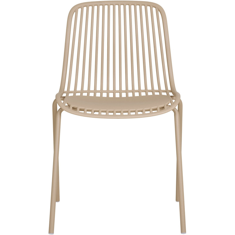 Chaise de jardin moderne empilable Métal Polypropylène Sable Branson (Lot de 4) 