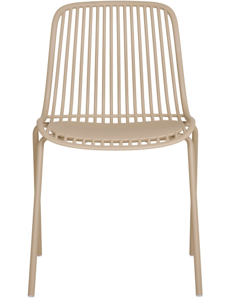 Chaise de jardin moderne empilable Métal Polypropylène Sable Branson (Lot de 4) 