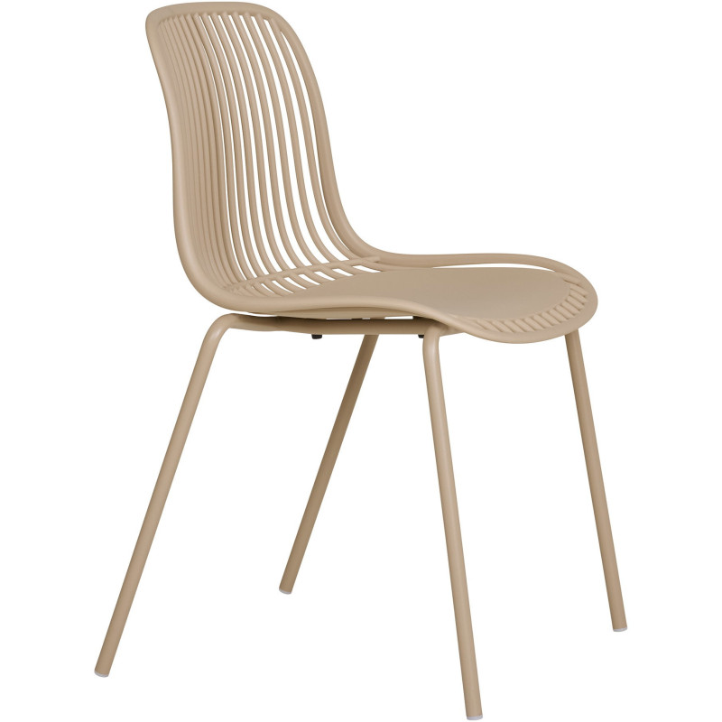 Chaise de jardin moderne empilable Métal Polypropylène Sable Branson (Lot de 4) 