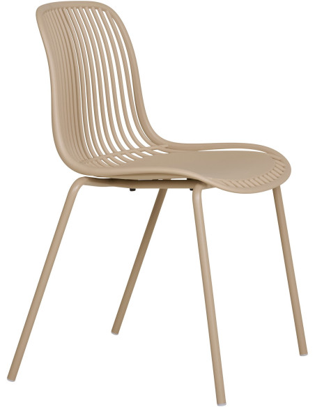 Chaise de jardin moderne empilable Métal Polypropylène Sable Branson (Lot de 4) 