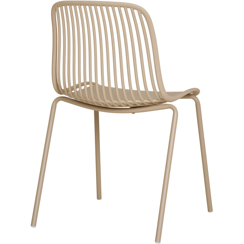 Chaise de jardin moderne empilable Métal Polypropylène Sable Branson (Lot de 4) 