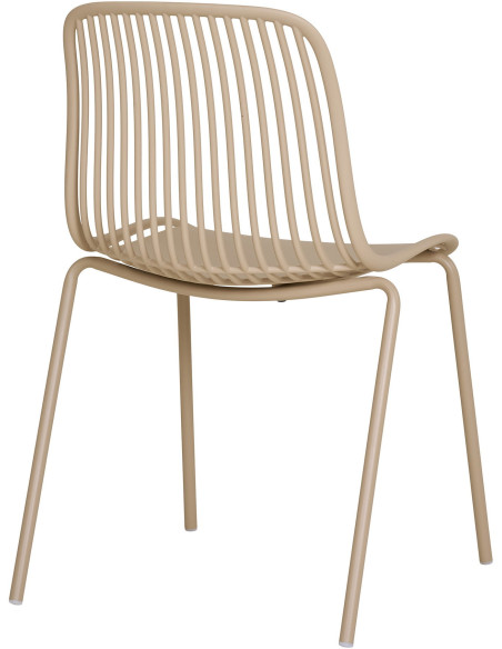 Chaise de jardin moderne empilable Métal Polypropylène Sable Branson (Lot de 4) 