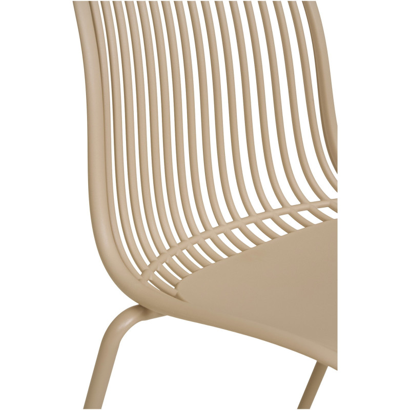Chaise de jardin moderne empilable Métal Polypropylène Sable Branson (Lot de 4) 