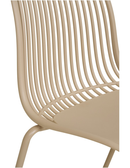 Chaise de jardin moderne empilable Métal Polypropylène Sable Branson (Lot de 4) 