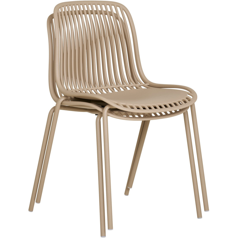 Chaise de jardin moderne empilable Métal Polypropylène Sable Branson (Lot de 4) 