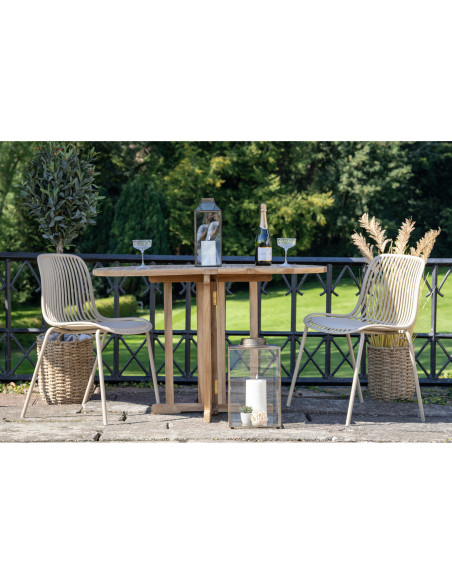 Chaise de jardin moderne empilable Métal Polypropylène Sable Branson (Lot de 4) 