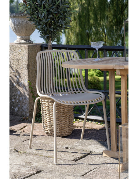 Chaise de jardin moderne empilable Métal Polypropylène Sable Branson (Lot de 4) 