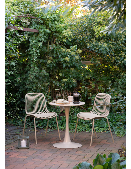 Chaise de jardin moderne empilable Métal Polypropylène Sable Branson (Lot de 4) 