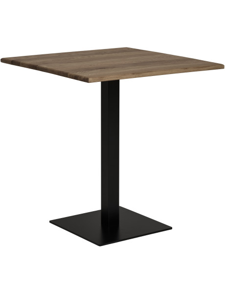 Table moderne Bistrot Carrée 2 personnes Bois de chêne Fumé Métal Noir Lignano 