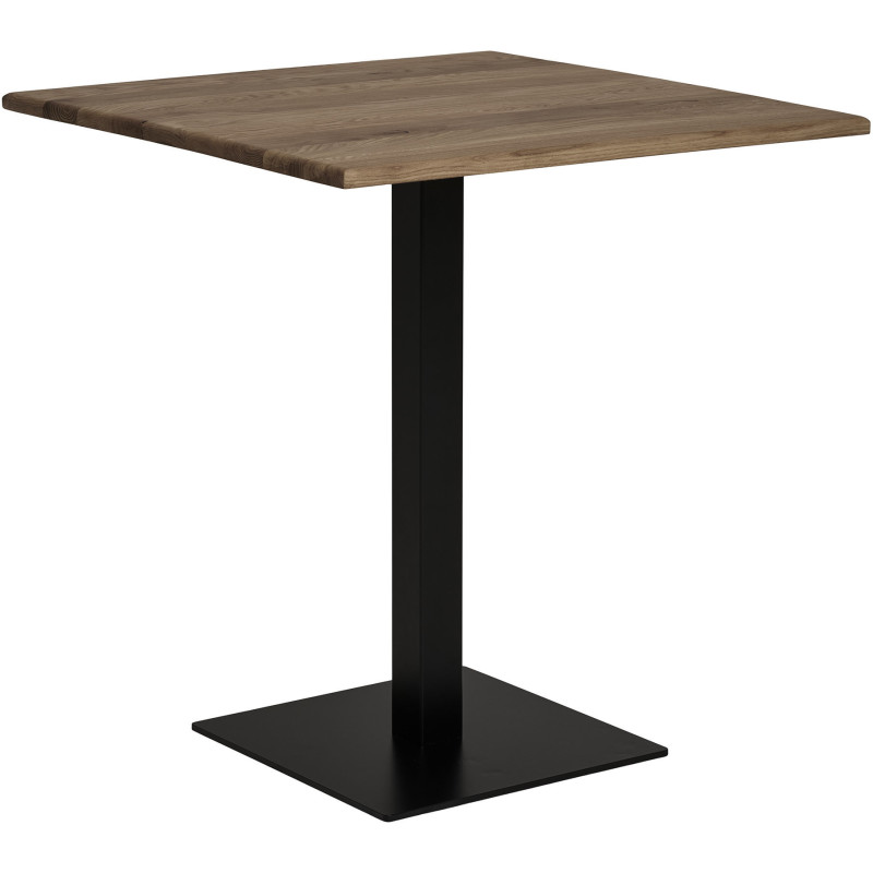 Table moderne Bistrot Carrée 2 personnes Bois de chêne Fumé Métal Noir Lignano 