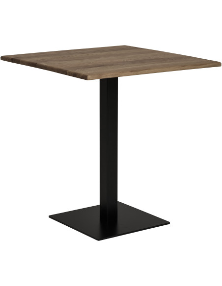 Table moderne Bistrot Carrée 2 personnes Bois de chêne Fumé Métal Noir Lignano 