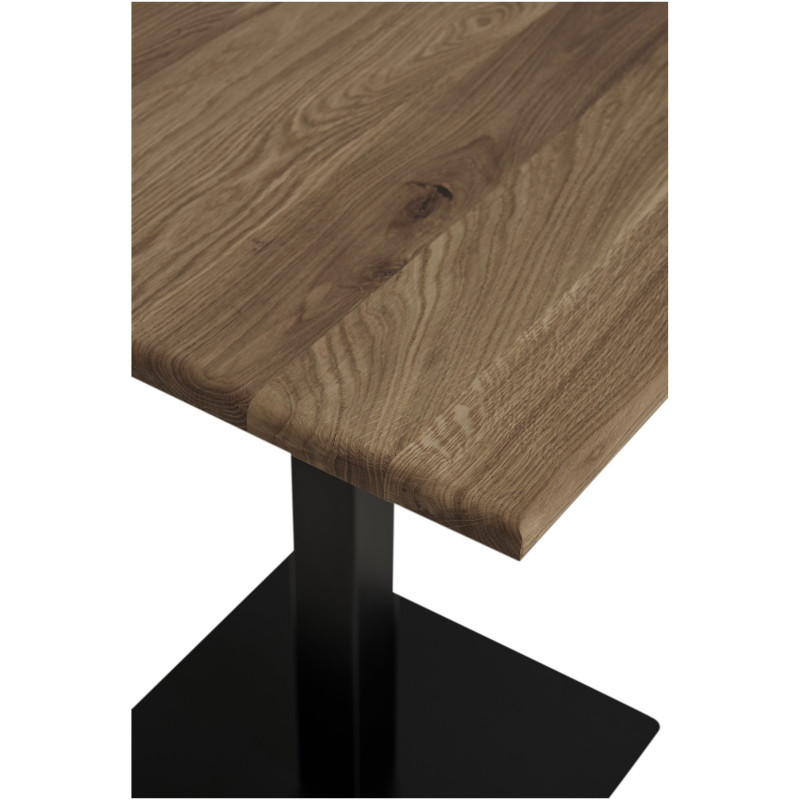 Table moderne Bistrot Carrée 2 personnes Bois de chêne Fumé Métal Noir Lignano 