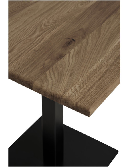 Table moderne Bistrot Carrée 2 personnes Bois de chêne Fumé Métal Noir Lignano 