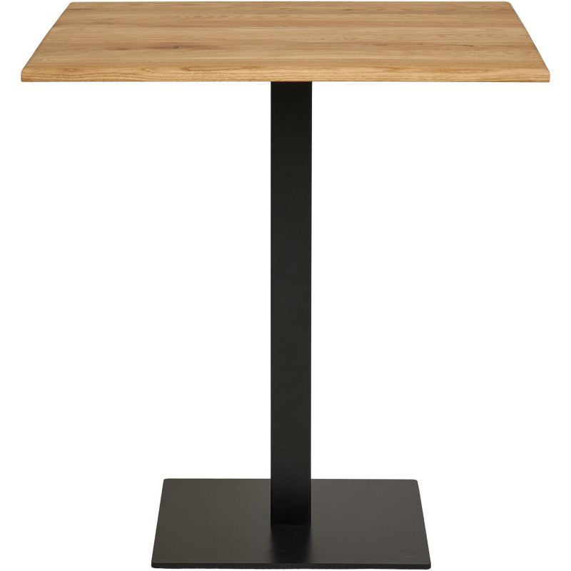 Table moderne Bistrot Carrée 2 personnes Bois de chêne Naturel Métal Noir Lignano 