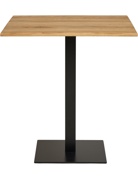 Table moderne Bistrot Carrée 2 personnes Bois de chêne Naturel Métal Noir Lignano 