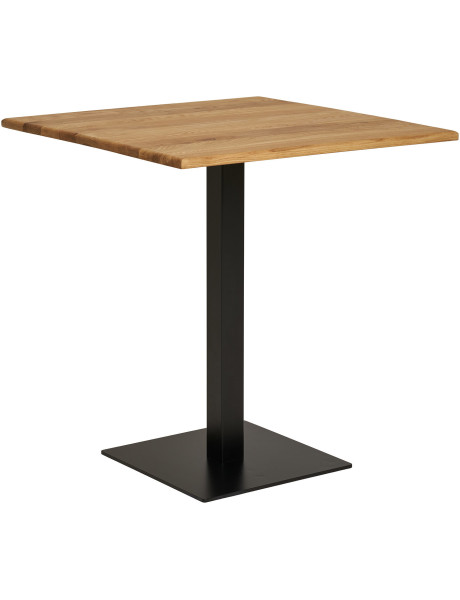 Table moderne Bistrot Carrée 2 personnes Bois de chêne Naturel Métal Noir Lignano 