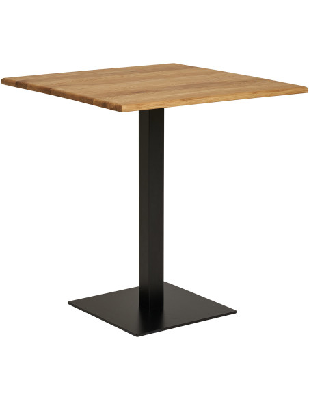 Table moderne Bistrot Carrée 2 personnes Bois de chêne Naturel Métal Noir Lignano 