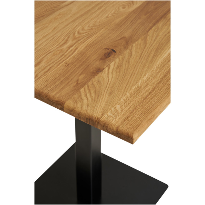 Table moderne Bistrot Carrée 2 personnes Bois de chêne Naturel Métal Noir Lignano 