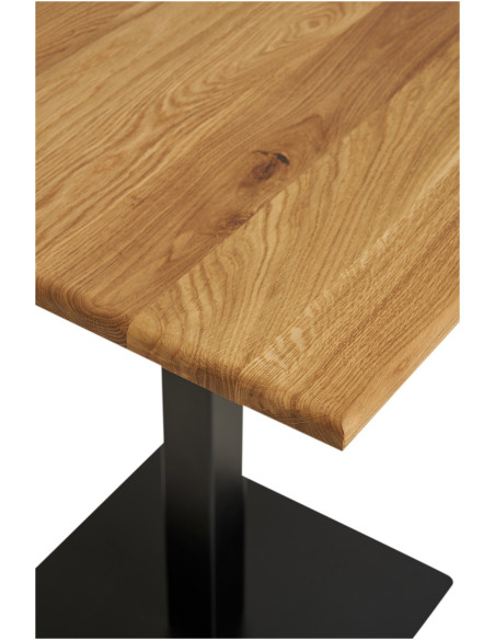 Table moderne Bistrot Carrée 2 personnes Bois de chêne Naturel Métal Noir Lignano 