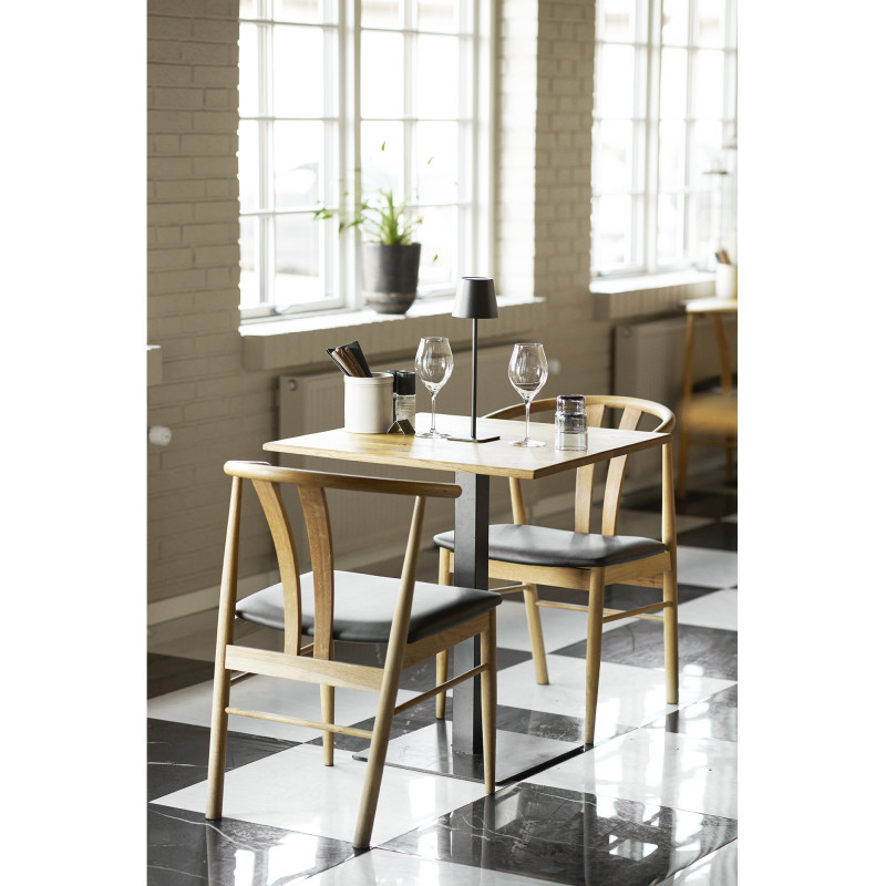 Table moderne Bistrot Carrée 2 personnes Bois de chêne Naturel Métal Noir Lignano 