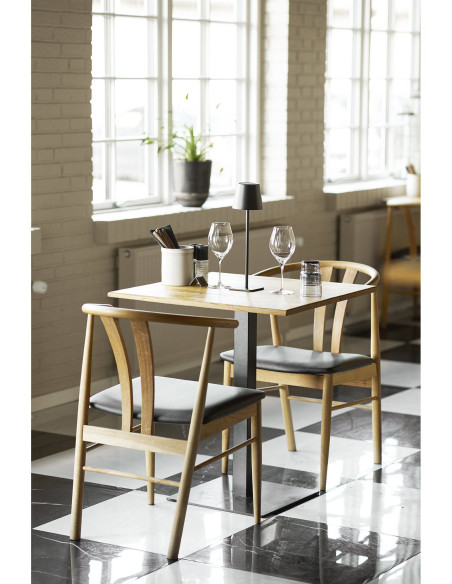 Table moderne Bistrot Carrée 2 personnes Bois de chêne Naturel Métal Noir Lignano 