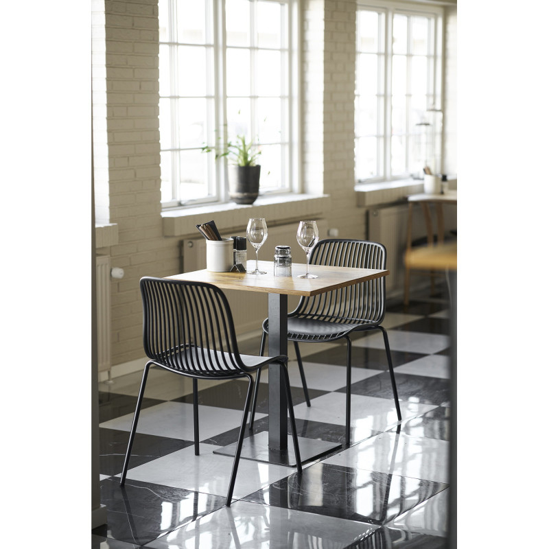 Table moderne Bistrot Carrée 2 personnes Bois de chêne Naturel Métal Noir Lignano 