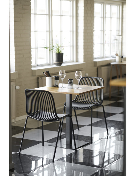 Table moderne Bistrot Carrée 2 personnes Bois de chêne Naturel Métal Noir Lignano 