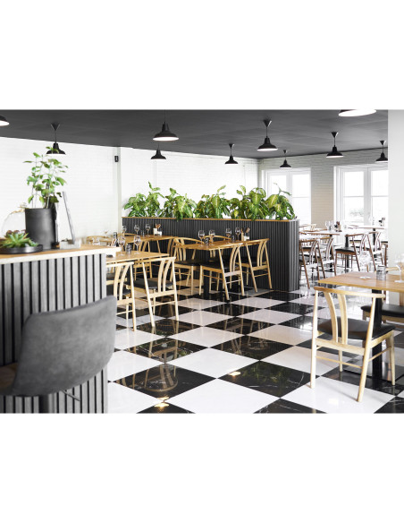 Table moderne Bistrot Carrée 2 personnes Bois de chêne Naturel Métal Noir Lignano 